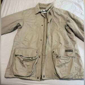 Columbia brand men’s jacket light beige khaki cotton/polyester